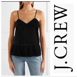 J. Crew Black Velvet Peplum Tank Top Size 12